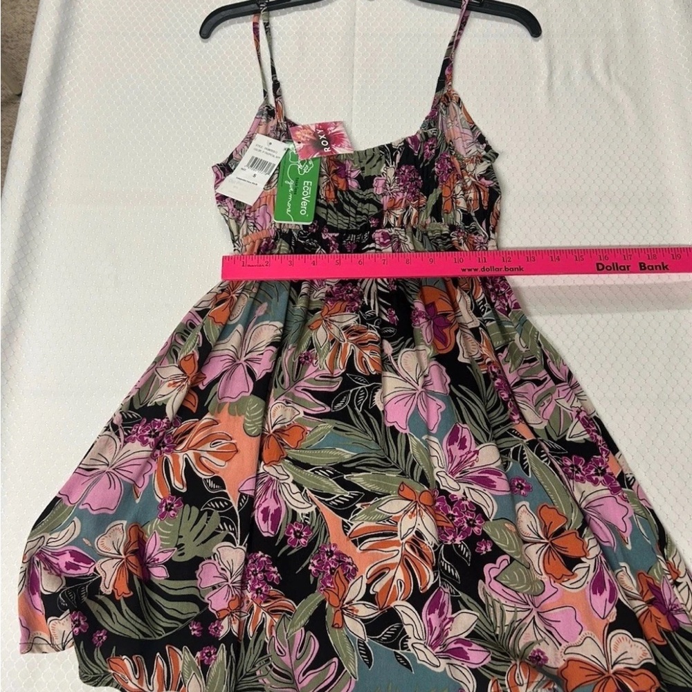 Roxy Tropical EcoVero Beachy Floral Midi Linen Spaghetti Strap Dress Size S. NWT - Picture 7 of 10